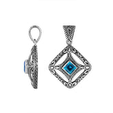AP-6298-BT Sterling Silver Cushion Shape Pendant With Blue Topaz Jewelry Bali Designs Inc